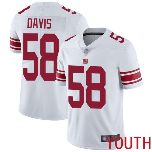 Youth New York Giants 58 Tae Davis White Vapor Untouchable Limited Player Football NFL Jersey